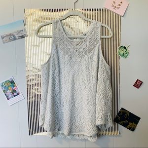 Eyeshadow White Lace Sleeveless Romantic Boho Top